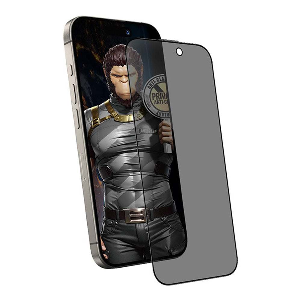 Matt Privacy Blueo Anti-Peep skjermbeskyttelsesfilm for Apple iPhone 15 Pro, Herdet glass, Full lim