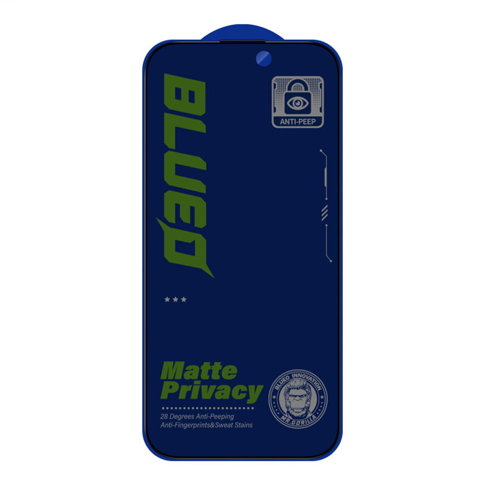 Matt Privacy Blueo Anti-Peep skjermbeskyttelsesfilm for Apple iPhone 15 Pro, Herdet glass, Full lim