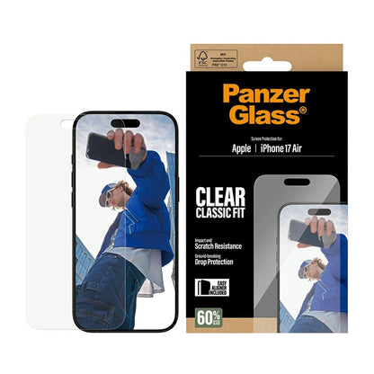 Beskyttelsesfolie Skjerm PanzerGlass Classic Fit EasyAligner for Apple iPhone 17 Air, Herdet Glass, Full Lim