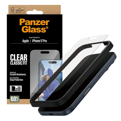 PanzerGlass Classic Fit EasyAligner skjermbeskyttelse for Apple iPhone 17 Pro, Herdet glass, Full lim