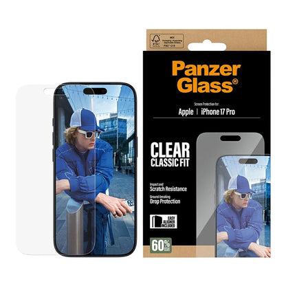PanzerGlass Classic Fit EasyAligner skjermbeskyttelse for Apple iPhone 17 Pro, Herdet glass, Full lim