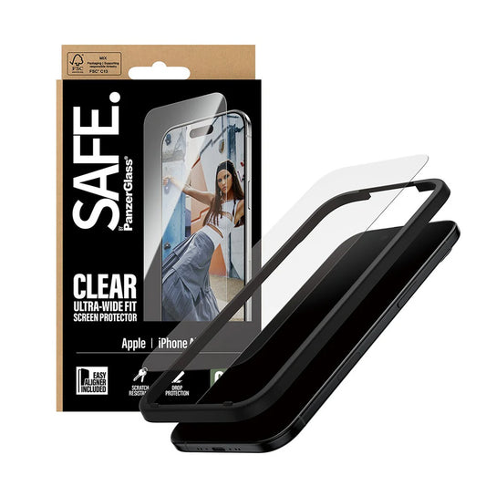 Beskyttelsesfolie PanzerGlass Safe skjerm. Ultra-Wide Fit EasyAligner for Apple iPhone 17 Air, Herdet glass, Full lim