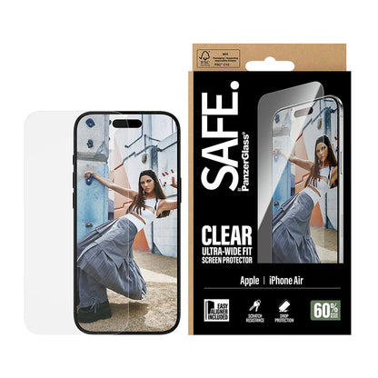 Beskyttelsesfolie PanzerGlass Safe skjerm. Ultra-Wide Fit EasyAligner for Apple iPhone 17 Air, Herdet glass, Full lim