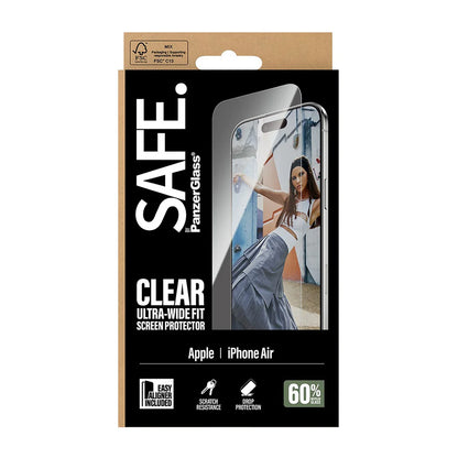 Beskyttelsesfolie PanzerGlass Safe skjerm. Ultra-Wide Fit EasyAligner for Apple iPhone 17 Air, Herdet glass, Full lim