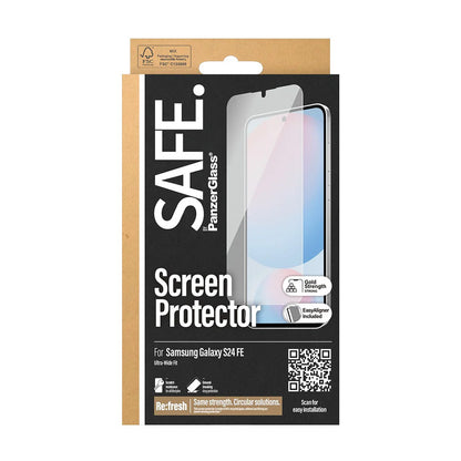 PanzerGlass Safe skjermbeskyttelsesfolie. Ultra-Wide Fit EasyAligner for Samsung Galaxy S24 FE S721, Herdet glass, Full lim