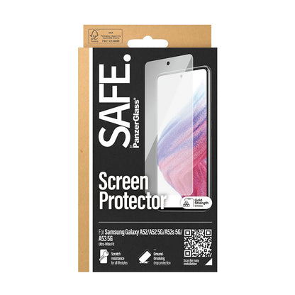 Skjermbeskytter PanzerGlass Safe. Ultra-Wide Fit for Samsung Galaxy A53 5G A536 / A52s 5G A528 / A52 5G A526, Herdet glass, Full lim.