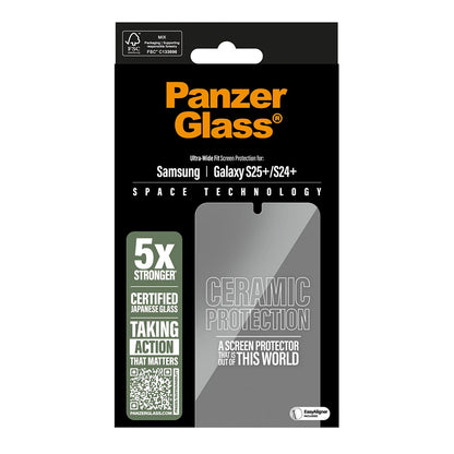 Beskyttelsesfolie PanzerGlass Ultra-Wide Ceramic EasyAligner for Samsung Galaxy S25+ S936 / S24+ S926, Herdet Glass, Full Lim
