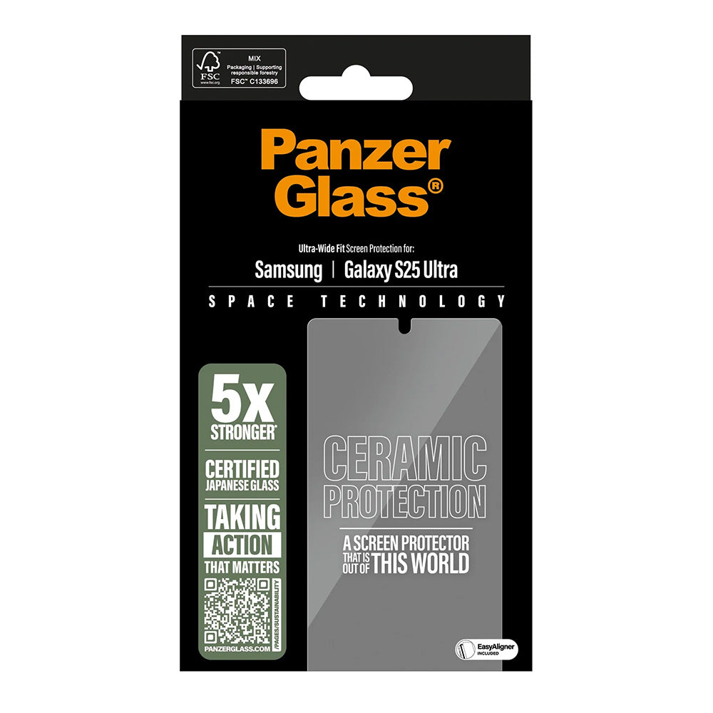 PanzerGlass Ultra-Wide Ceramic EasyAligner skjermbeskytter for Samsung Galaxy S25 Ultra S938, Herdet glass, Full lim