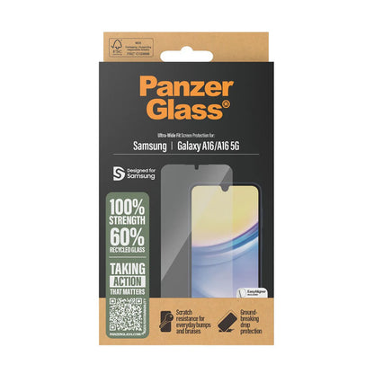 PanzerGlass Ultra-Wide Fit EasyAligner skjermbeskytter for Samsung Galaxy A16 5G A166 / A16 4G A165, Herdet glass, Full lim