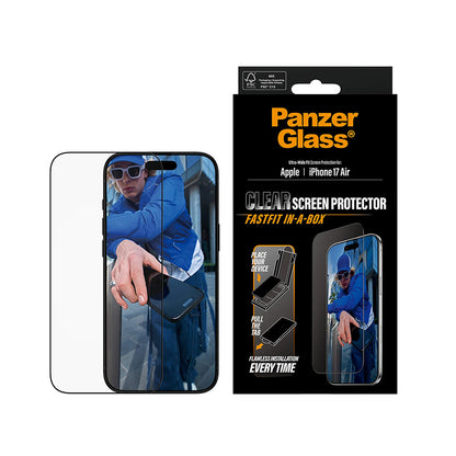 Beskyttelsesfolie PanzerGlass Ultra-Wide Fit Fastfit for Apple iPhone 17 Air, Herdet Glass, Full Lim, Svart