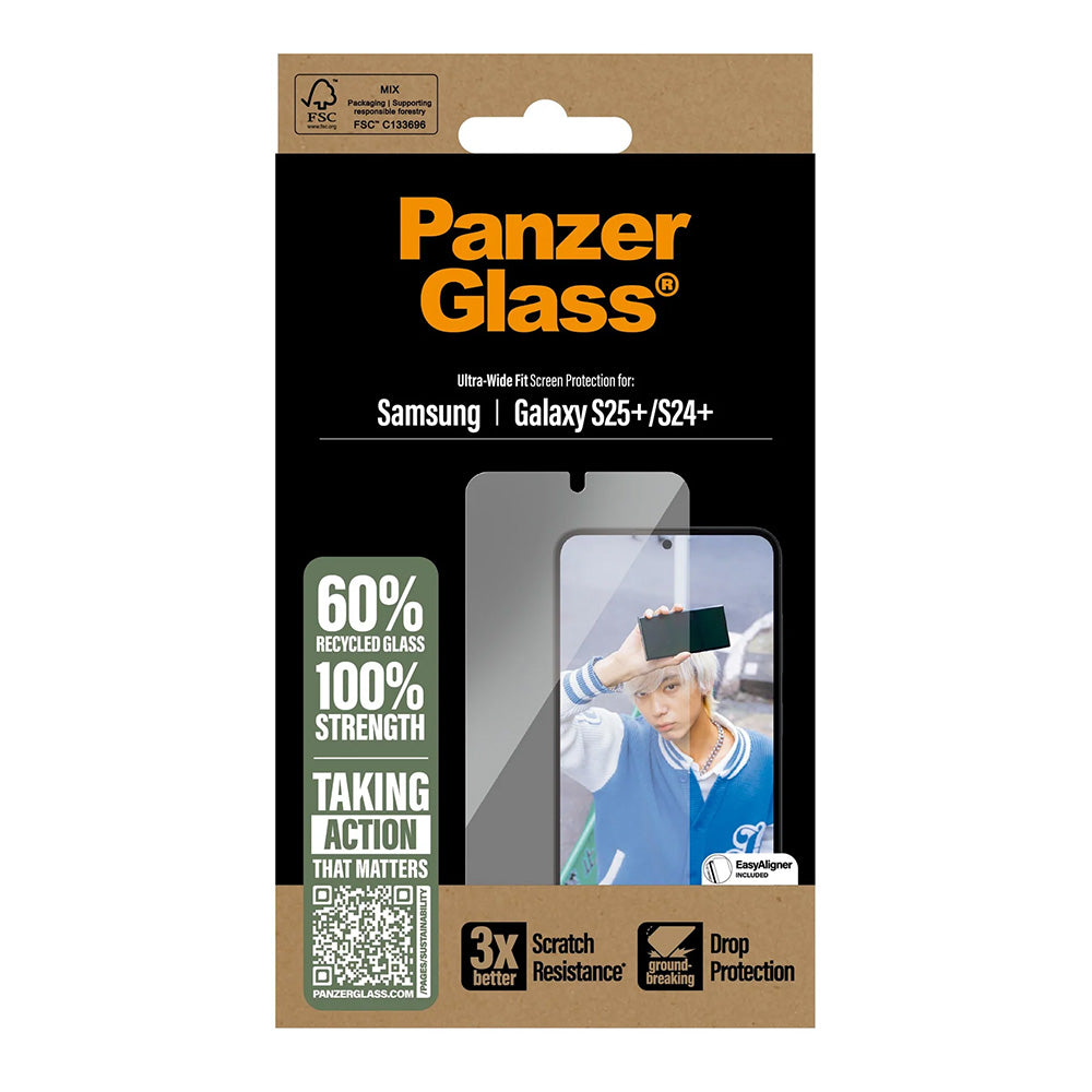 Beskyttelsesfolie PanzerGlass Ultra-Wide Fit for Samsung Galaxy S25+ S936 / S24+ S926, Herdet Glass, Full Lim
