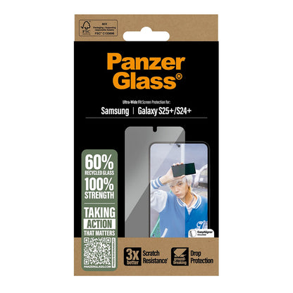 Beskyttelsesfolie PanzerGlass Ultra-Wide Fit for Samsung Galaxy S25+ S936 / S24+ S926, Herdet Glass, Full Lim