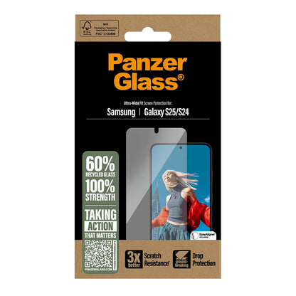 Beskyttelsesfolie PanzerGlass Ultra-Wide Fit for Samsung Galaxy S25 S931 / S24 S921, Herdet Glass, Full Lim