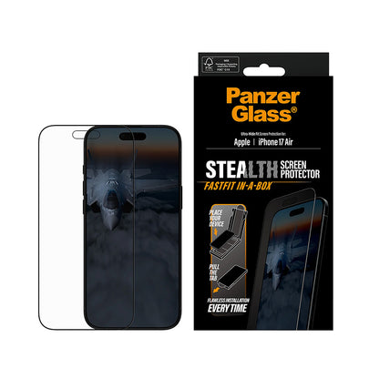 Beskyttelsesfolie PanzerGlass Ultra-Wide Fit Stealth Fastfit for Apple iPhone 17 Air, Herdet Glass, Full Lim, Svart