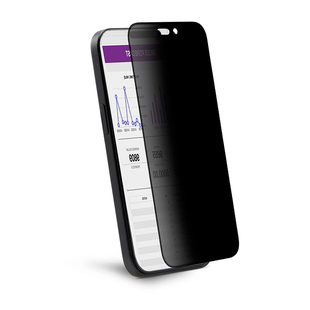 Privacy-skjermbeskyttelse Anank 1X Forsterket 360 for Apple iPhone 14 Pro Max, Herdet glass, Full lim, 2.5D