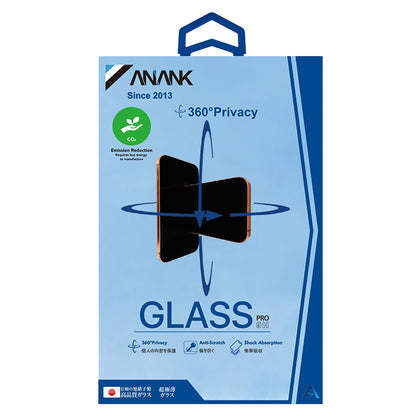 Anank 1X Forsterket 360 Privacy Skjermbeskytter for Apple iPhone 14 Pro, Herdet Glass, Full Lim, 2.5D