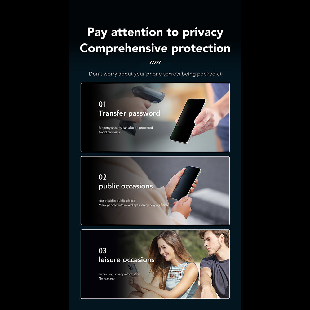 Privacy-skjermbeskyttelse Anank 1X Forsterket 360 for Apple iPhone 15, Herdet glass, Full lim, 2.5D