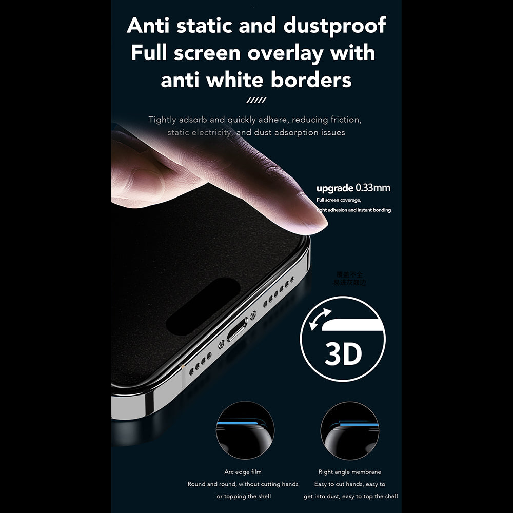 Privacy-skjermbeskyttelse Anank 1X Forsterket 360 for Apple iPhone 16, Herdet glass, Full lim, 2.5D