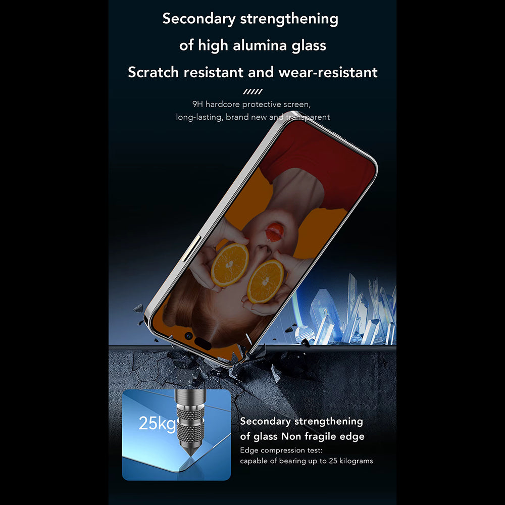 Privacy-skjermbeskyttelse Anank 2X Forsterket for Apple iPhone 15 Pro, Herdet glass, Full lim, 2.5D