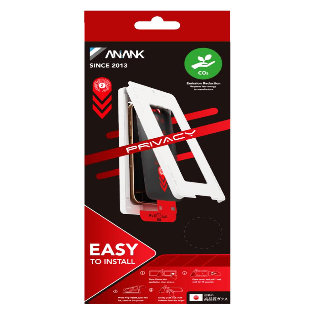 Privacy-skjermbeskyttelse Anank 2X Forsterket for Apple iPhone 15 Pro, Herdet glass, Full lim, 2.5D