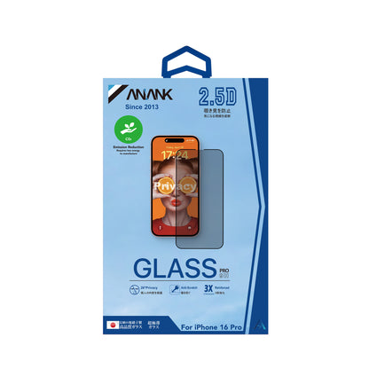 Privacy-skjermbeskyttelse Anank 3X Forsterket for Apple iPhone 14 Pro, Herdet glass, Full lim, 2.5D