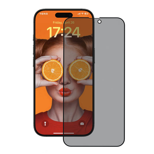 Skjermbeskyttelsesfolie Privacy Anank 5X Reinforced 180 for Apple iPhone 17, Herdet Glass, Full Lim, 2.5D