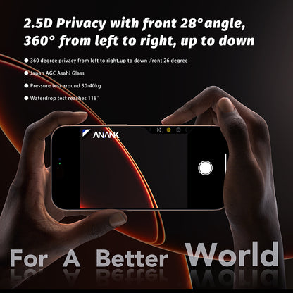 Beskyttelsesfolie Ecran Privacy Anank 5X Reinforced 360 for Apple iPhone 17 Air, Herdet Glass, Full Lim, 2.5D