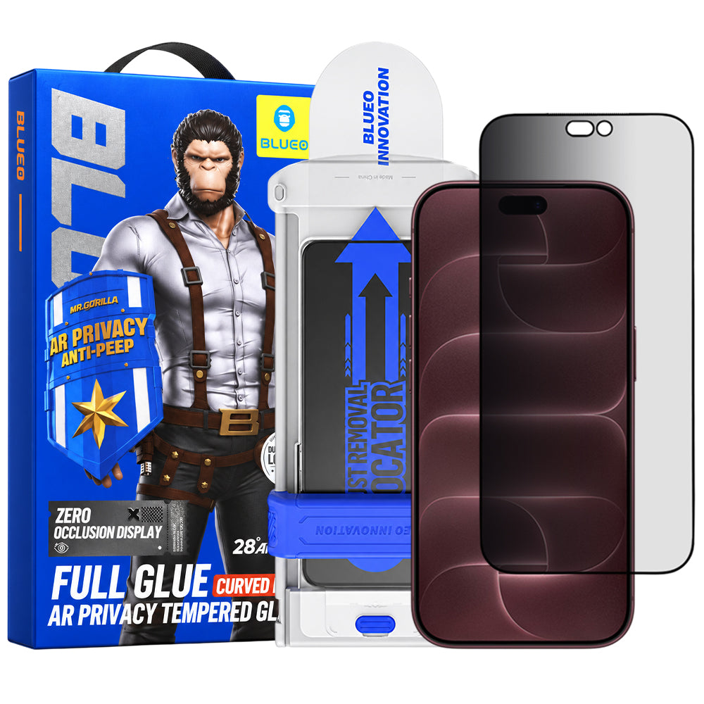 Blueo Privacy Anti-Peep AR Applicator Pro skjermbeskytter for Apple iPhone 18 Pro Max, herdet glass, full limflate, 3D