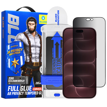 Blueo Privacy Anti-Peep AR Applicator Pro skjermbeskytter for Apple iPhone 18 Pro Max, herdet glass, full limflate, 3D