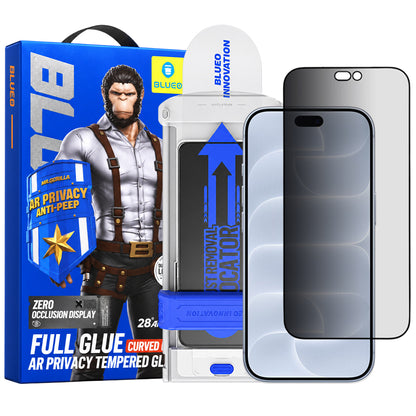 Blueo Privacy Anti Peep AR Applicator Pro skjermbeskytter for Apple iPhone 18 Pro, herdet glass, heldekkende lim, 3D