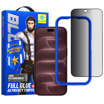 Blueo Anti Peep AR personvernsskjermbeskytter for Apple iPhone 18 Pro Max, herdet glass, heldekkende lim, 3D