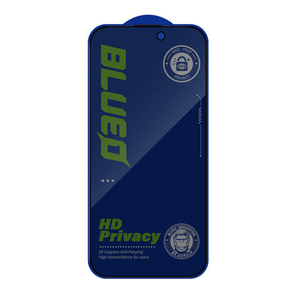 Privacy Blueo Anti-Peep skjermbeskyttelse for Apple iPhone 16 / 15, Herdet glass, Full lim