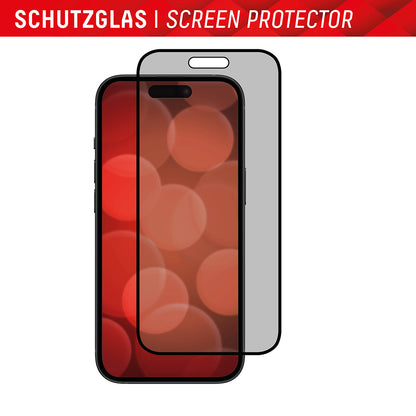 Personvernsbeskyttende skjermbeskytter Displex Real Glass for Apple iPhone 16 Plus, Herdet glass, Full lim