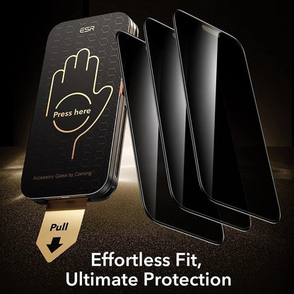 Personvernsbeskyttelsesfilm ESR Armorite Pro UltraFit for Apple iPhone 18 Pro Max, Herdet glass, Full lim, Sett med 3 stk