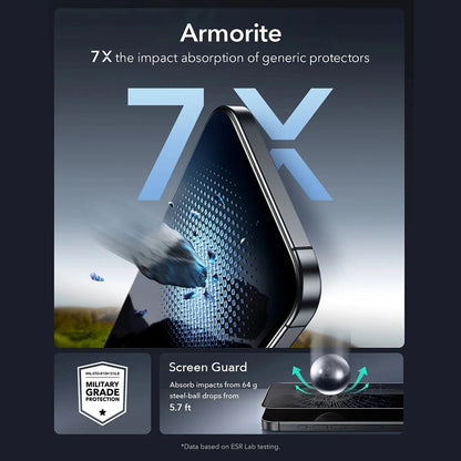 Beskyttelsesfolie Ecran Privacy ESR Armorite UltraFit for Apple iPhone 17, Herdet Glass, Full Lim, Sett med 3 stykker