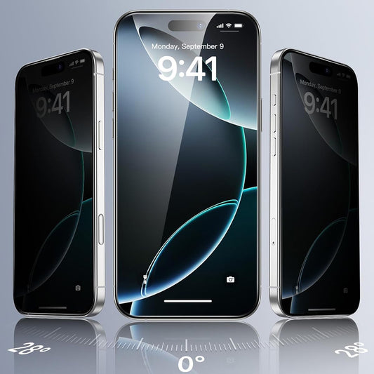 Beskyttelsesfolie Ecran Privacy ESR for Apple iPhone 17 Pro Max, Herdet Glass, Full Lim, Sett med 3 stykker