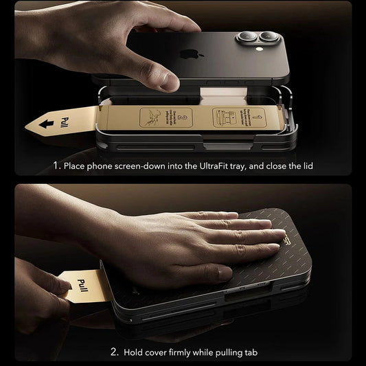 Beskyttelsesfolie Ecran Privacy ESR UltraFit Armorite Pro for Apple iPhone 17 Pro Max, Herdet Glass, Full Glue, Sett med 3 stykker