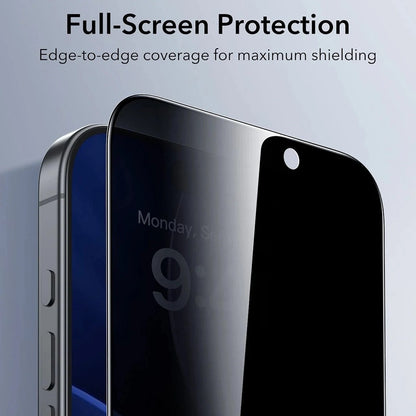 Skjermbeskytter Privacy ESR UltraFit for Apple iPhone 17 / 16 Pro, Herdet glass, Full lim, Sett med 3 stykker