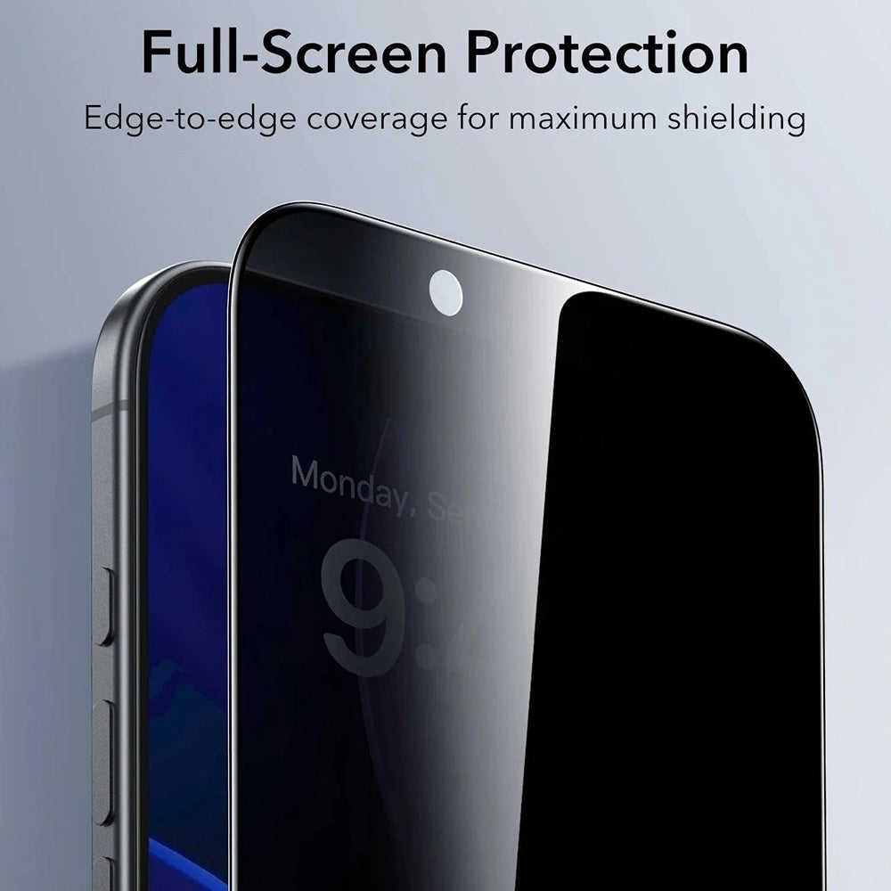 Beskyttelsesfolie Ecran Privacy ESR UltraFit for Apple iPhone 17 Air, Herdet Glass, Full Lim, Sett med 3 stykker