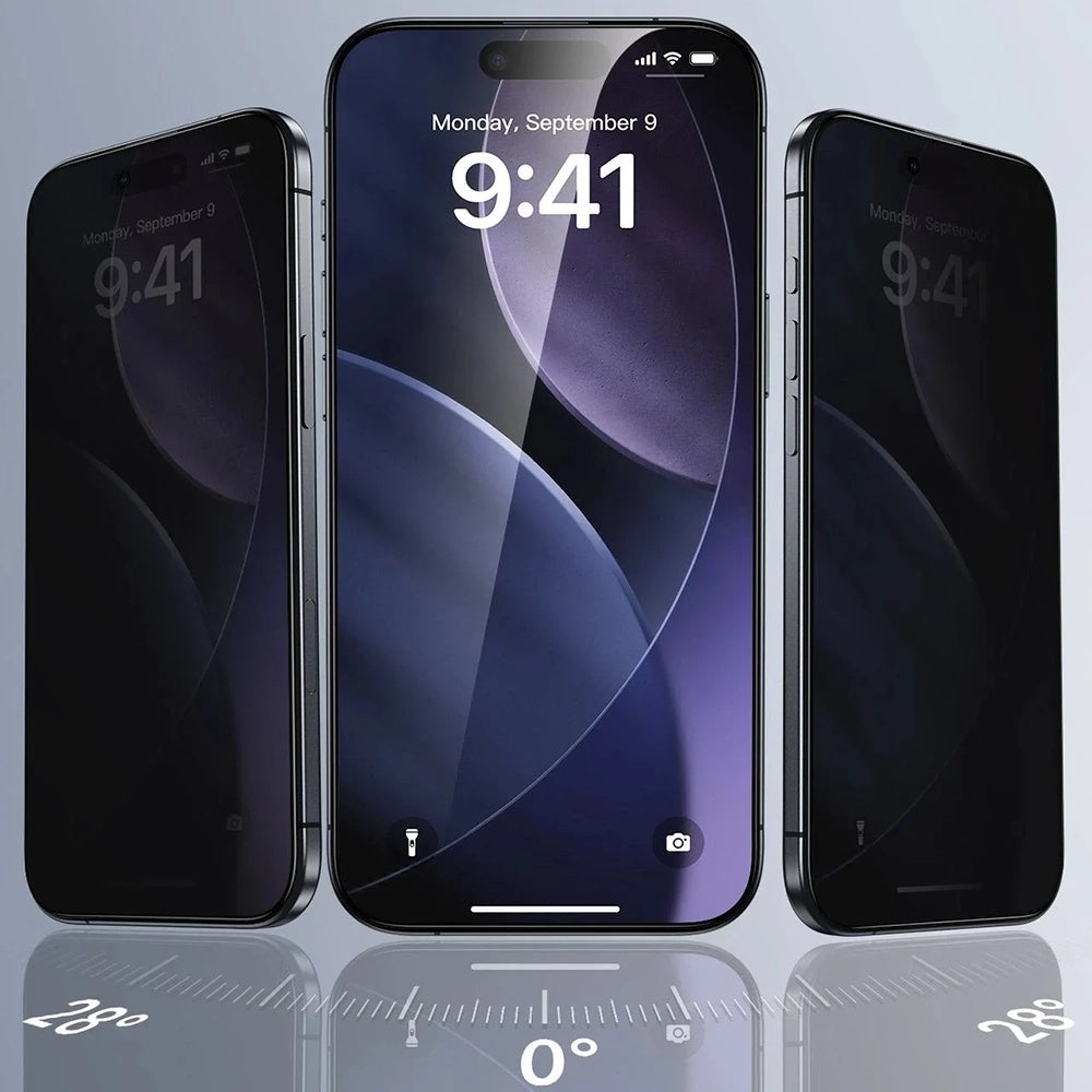 Beskyttelsesfolie Ecran Privacy ESR UltraFit for Apple iPhone 17 Pro Max, Herdet Glass, Full Lim, Sett med 3 stykker