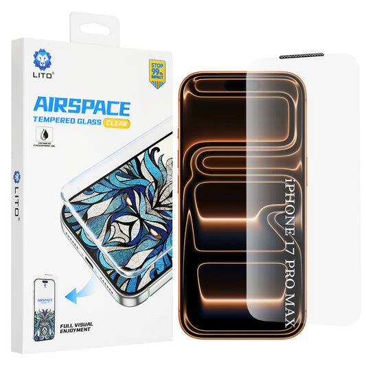 Lito Airspace Border skjermbeskyttelsesfilm for Apple iPhone 18 Pro Max / 17 Pro Max, Herdet glass, Full lim