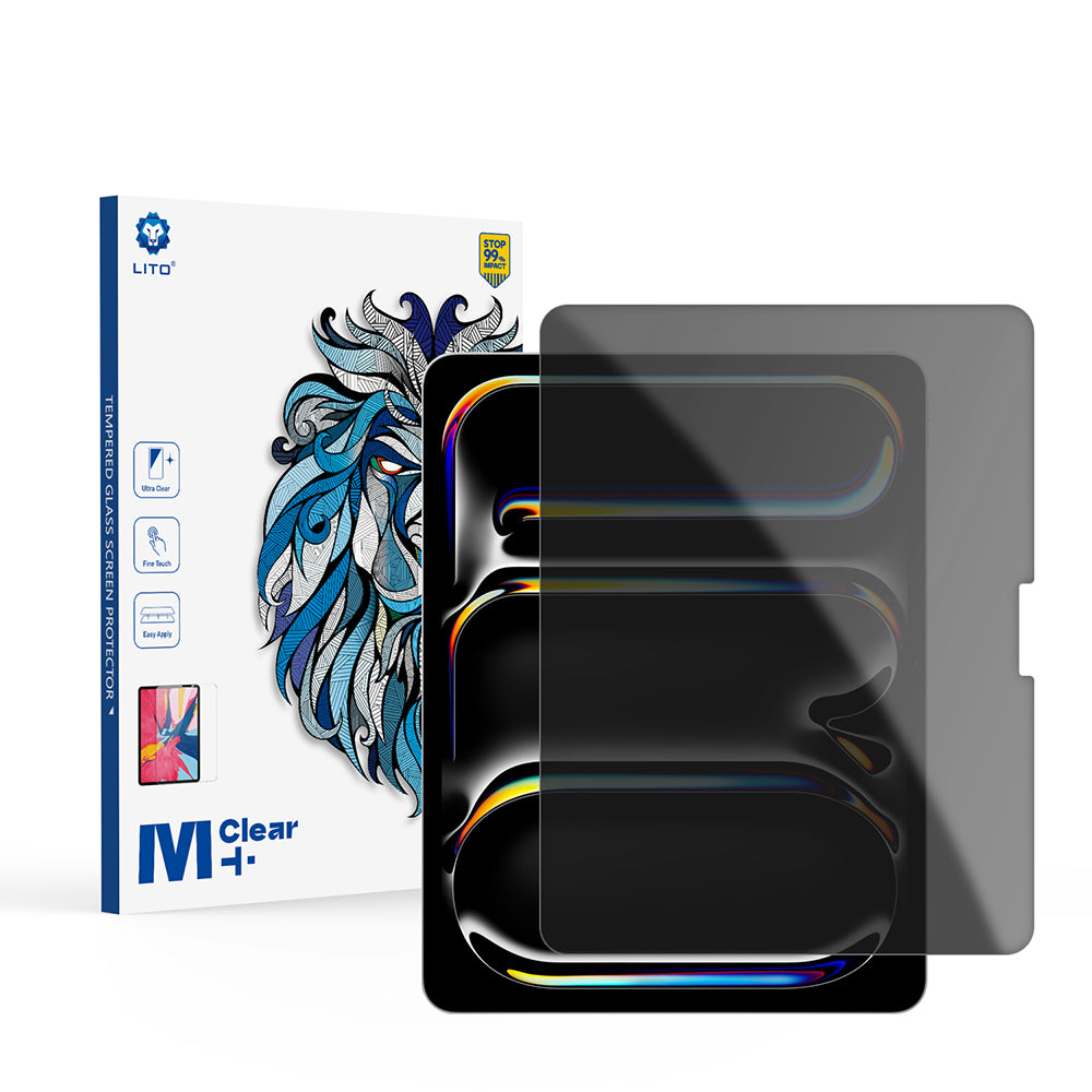 Privacy-skjermbeskyttelse Lito Classic for Apple iPad Air 13 (2026) / Pro 13 (2025), Herdet glass, Full lim, 2.5D