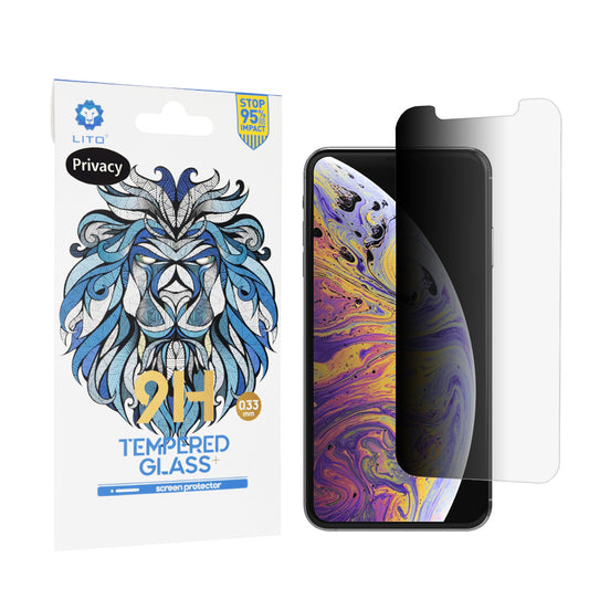 Privacy-skjermbeskyttelse Lito Classic for Apple iPhone 11 Pro Max / XS Max, Herdet glass, Full lim, 2.5D
