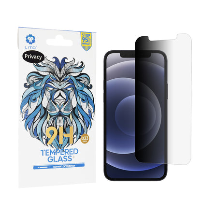 Privacy-skjermbeskyttelse Lito Classic for Apple iPhone 12 / 12 Pro, Herdet glass, Full lim, 2.5D