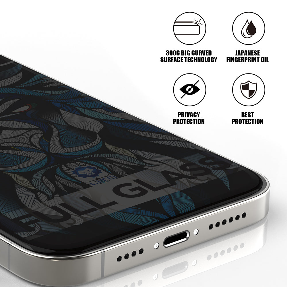Personvernsbeskyttelsesfilm Lito D+ Max 300C for Apple iPhone 15 Plus, Herdet glass, Full lim