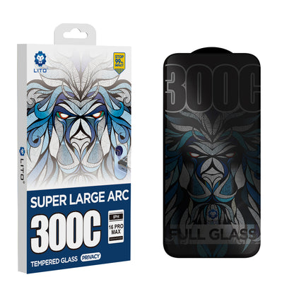Personvernsbeskyttelsesfilm Lito D+ Max 300C for Apple iPhone 16 Plus, Herdet glass, Full lim