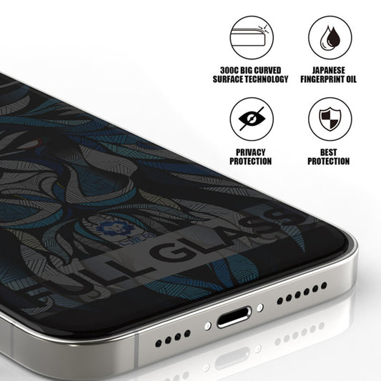 Skjermbeskytter Privacy Lito D+ Max 300C for Apple iPhone 17 / 16 Pro, Herdet Glass, Full Lim