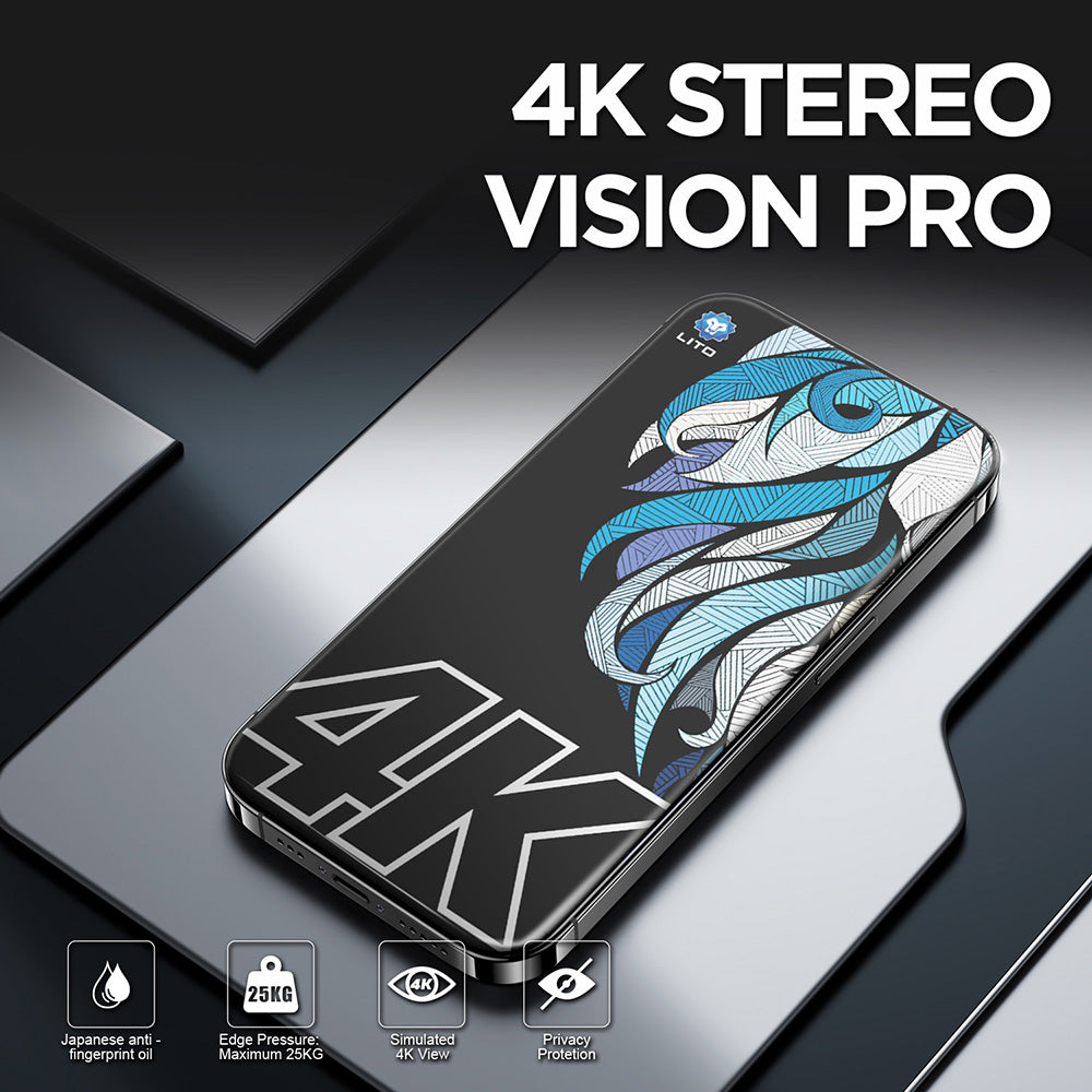 Beskyttelsesfolie Privacy Skjerm Lito D+ Max 4K for Apple iPhone 17 / 16 Pro, Herdet Glass, Full Lim