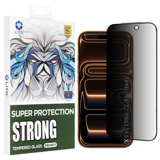 Skjermbeskytter Privacy Lito D+ Max Strong for Apple iPhone 17 Pro Max, Herdet Glass, Full Lim