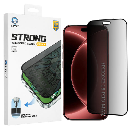Personvernsbeskyttelsesfilm Lito D+ Max Strong for Apple iPhone 18 Pro Max, Herdet glass, Full lim